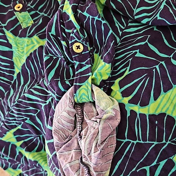 Lilly Pulitzer Womens Porter Shirt Green Blue Under The Palms Henley Size Small - Picture 4 of 10